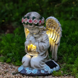 Resin Praying Angel with Solar Lights – Garden & Cemetery Decor