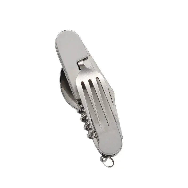 Tablespoon Set 4 In 1 Foldable Spoon Knife Fork4-in-1 Foldable Tableware Set – Stainless Steel Spoon, Knife, Fork & Bottle Opener – Compact Pocket Kit for Outdoor Use