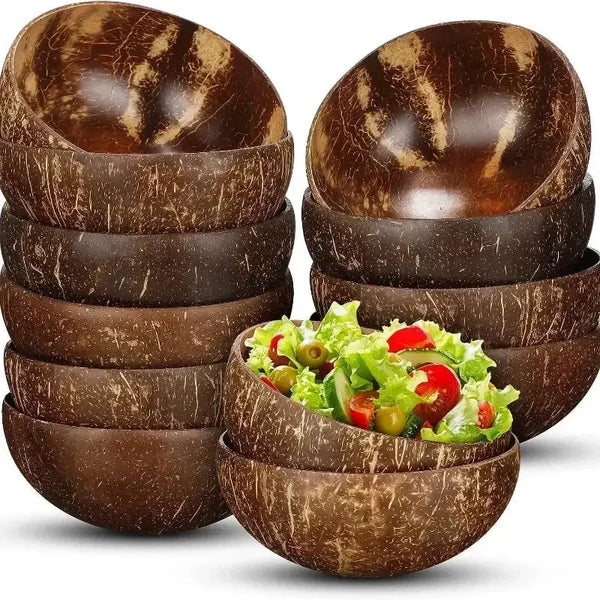 Natural Coconut Shell Bowl – Handmade Wooden Bowl for Dessert, Fruit, Salad – Southeast Asian Style Tableware  "Eco-Friendly"