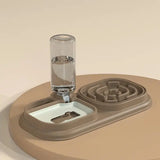 Cat Food Water Bowl, Triple Cats Bowls with Mat and Scoop, 15° Tilted Raised Cat Bowl Dishes with Automatic Water Bottle for Cats & Small Dogs