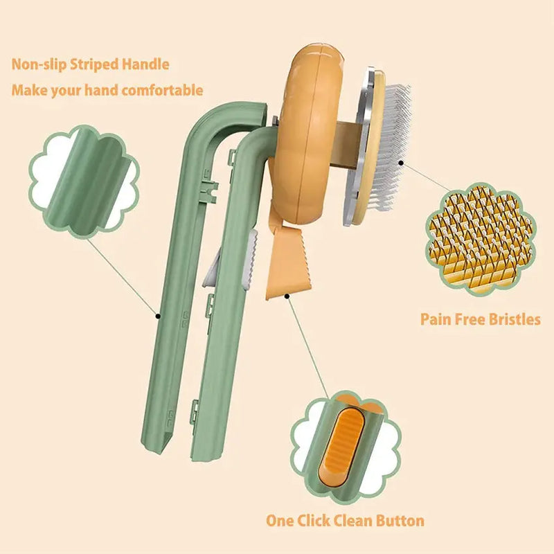 Pumpkin Cat Brush Comb For Pet Grooming Removes Loose Underlayers Tangled Hair Remover Brush Pet Hair Shedding Self Cleaning