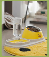 Cat Food Water Bowl, Triple Cats Bowls with Mat and Scoop, 15° Tilted Raised Cat Bowl Dishes with Automatic Water Bottle for Cats & Small Dogs