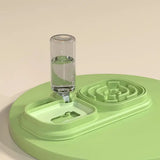 Cat Food Water Bowl, Triple Cats Bowls with Mat and Scoop, 15° Tilted Raised Cat Bowl Dishes with Automatic Water Bottle for Cats & Small Dogs