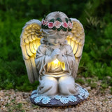 Resin Praying Angel with Solar Lights – Garden & Cemetery Decor