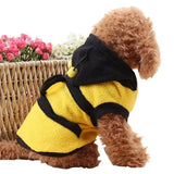 Bee Costume Pet Outfit – Fleece Dog Hoodie for Cats and Small Dogs, Halloween Cosplay Clothes