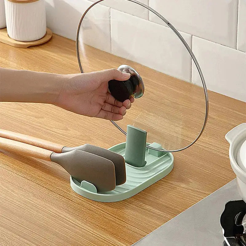 Stylish. Practical. Space-Saving. Polychrome Foldable Nordic-Style Pot Lid & Utensil Holder