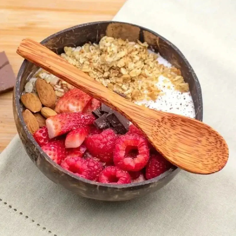 Natural Coconut Shell Bowl – Handmade Wooden Bowl for Dessert, Fruit, Salad – Southeast Asian Style Tableware  "Eco-Friendly"