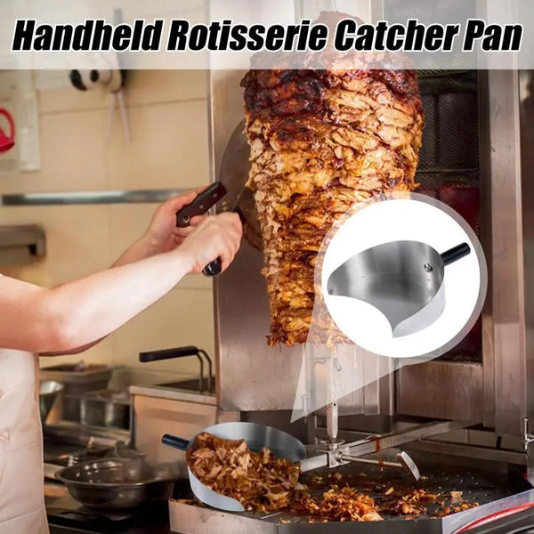 Meat Catcher Pan Large Capacity Barbecue Shovel Handheld Rotisserie Catcher Pan For Shawarma Machine Doner Kebab Grill