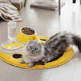 Cat Food Water Bowl, Triple Cats Bowls with Mat and Scoop, 15° Tilted Raised Cat Bowl Dishes with Automatic Water Bottle for Cats & Small Dogs