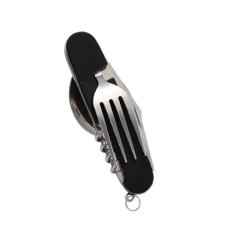 Tablespoon Set 4 In 1 Foldable Spoon Knife Fork4-in-1 Foldable Tableware Set – Stainless Steel Spoon, Knife, Fork & Bottle Opener – Compact Pocket Kit for Outdoor Use