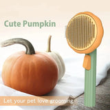 Pumpkin Cat Brush Comb For Pet Grooming Removes Loose Underlayers Tangled Hair Remover Brush Pet Hair Shedding Self Cleaning