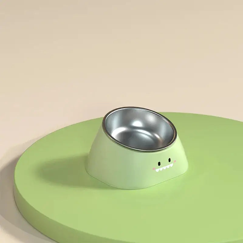 Cat Food Water Bowl, Triple Cats Bowls with Mat and Scoop, 15° Tilted Raised Cat Bowl Dishes with Automatic Water Bottle for Cats & Small Dogs