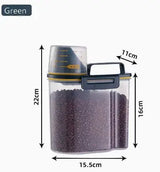 【Hot sales】1pc Rice And Grains Food Storage Canister With Measuring Cup, Kitchen Moisture-proof And Insect-proof Dust-proof