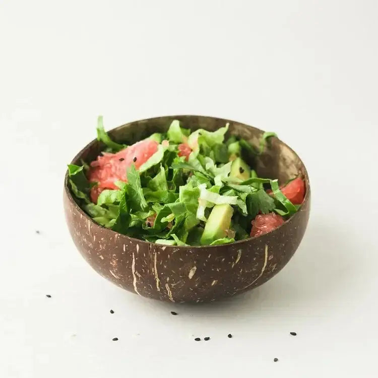 Natural Coconut Shell Bowl – Handmade Wooden Bowl for Dessert, Fruit, Salad – Southeast Asian Style Tableware  "Eco-Friendly"