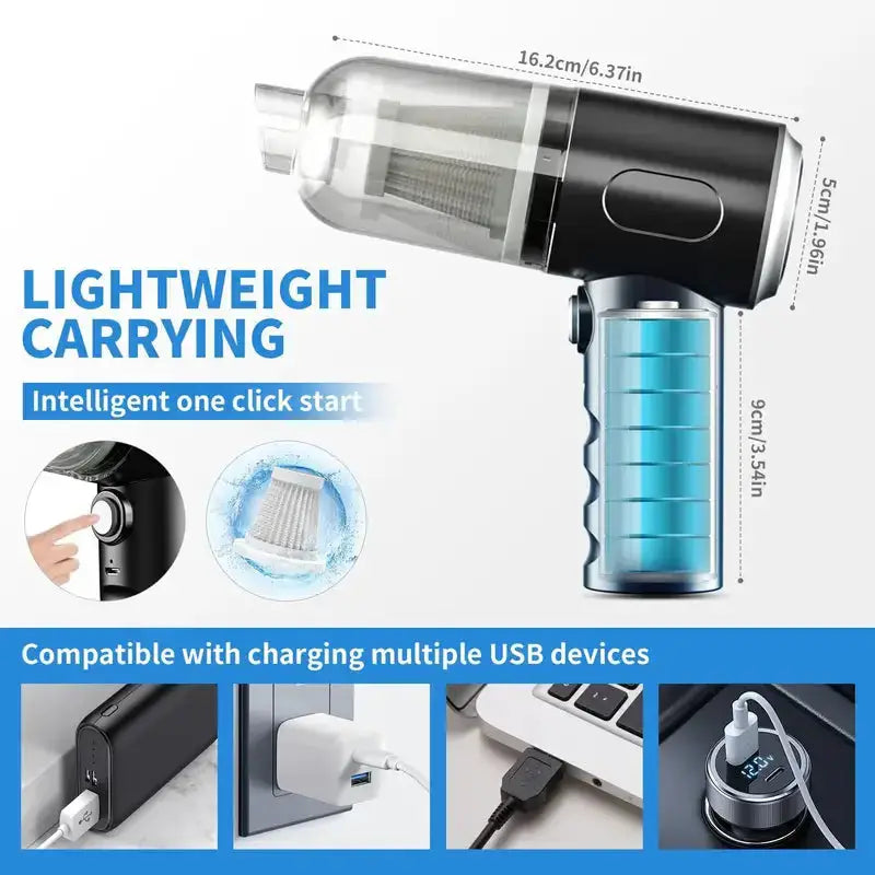 2028 Portable Handheld Vacuum Cleaner – 9000Pa Powerful Suction, Multi-Purpose for Car & Home Use