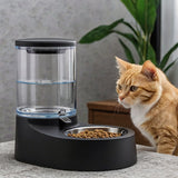 Cat Food Water Bowl, Triple Cats Bowls with Mat and Scoop, 15° Tilted Raised Cat Bowl Dishes with Automatic Water Bottle for Cats & Small Dogs